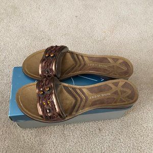 Nine West - Women's Slip On/Glide Sandals - Bronze -Size 9.5M - New in box